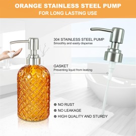LaMarriti Burnt Orange Bathroom Accessories Set, 4Pcs Clear Glass Bathroom Accessory Set, Diamond Soap Dispenser, Toothbrush Holder Set, Soap Dish, Cotton Swab Jar, Modern Bath Decor, Gift Set