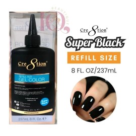 Cre8tion Gel Color SUPER BLACK REFILL SIZE  8oz/237mL