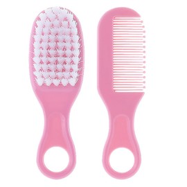Mtxorvix Baby 1st Brush and Comb, Baby Hair Brush, Cradle Cap Brush, Baby Hair Comb, Baby Hair Brush and Comb Set for Newborns & Toddlers, Baby Brush Soft Bristles, Ideal for Cradle Cap (Pink)