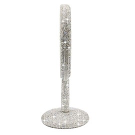 Bestbling Bling Rhinestone Espejo de maquillaje portátil ampliado de doble cara giratorio, espejo de maquillaje giratorio de 360° con forma redonda de dos caras (plata)