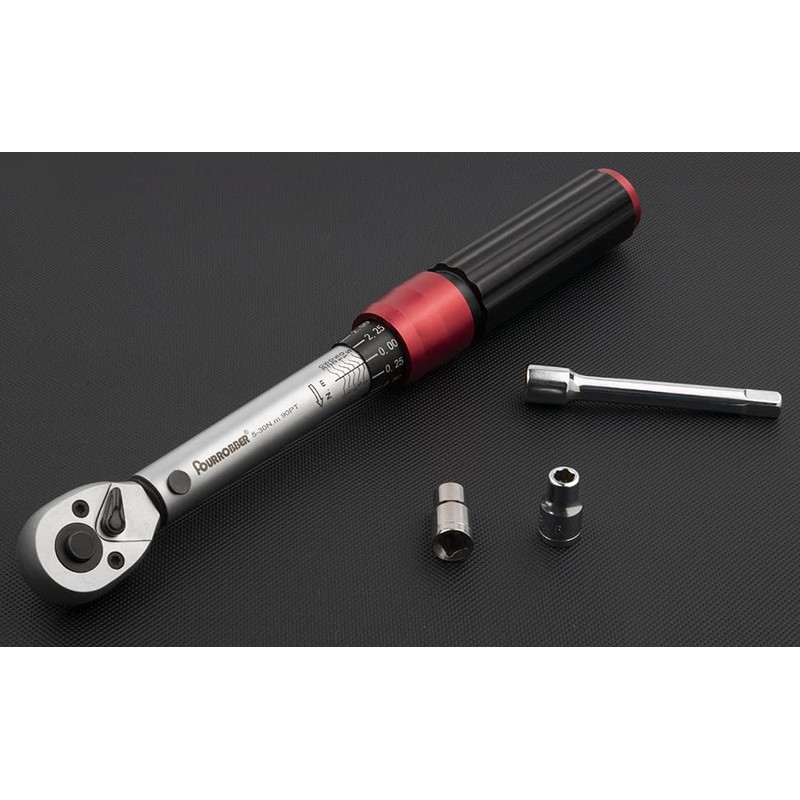 FOURROBBER Torque Wrench 1/4-inch Drive Click Dual-Direction Adjustable 90-Tooth Torque