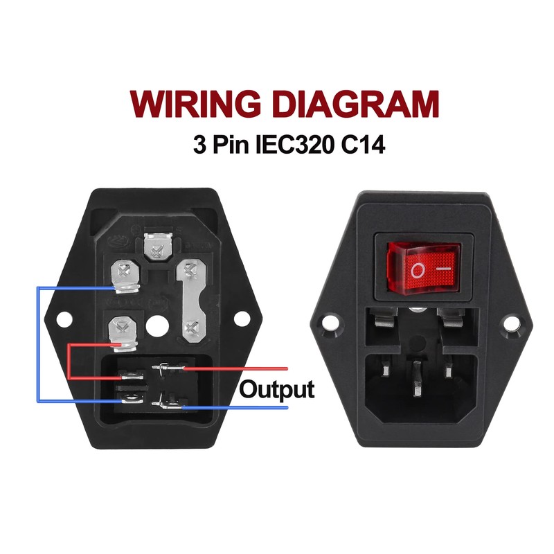 Qjaiune 6PCS IEC320 C14 Inlet Power Plug Socket, 250V 10A