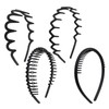 4 PCS Headband with Teeth, Zig Zag Headbands for Women Wavy Headband Black Fashion No Slip Effortless Plastic Headbands Hair Hoop with Teeth Comb Hairband Hair Accessory for Women Girls Men