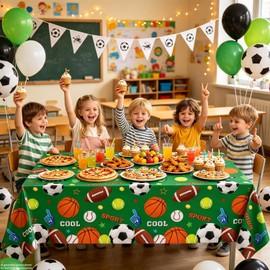 6 Pack Sport Theme Birthday Table Cloth Sports Party Decorations Sport Tablecloth Soccer Basketball Football Baseball Table Covers for Boys All Star Sports Themed Party Supplies 51 x 86 in
