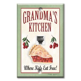 Art Plates - One Port RJ11 - Telephone decorative printed keystone style wall plate. CAT3 - RJ12 Female to Female phone jack. Works for phones, fax, ect. - Grandma's Kitchen