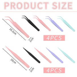 Pack of 8 Stainless Steel Tweezers, DIY Craft Accessories, Small Tools for Picking Items, Can Be Used for Nail Art, Jewellery Making and Card Making