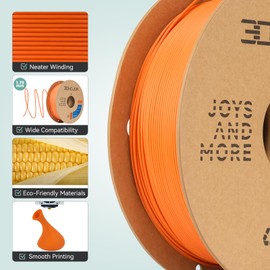 3DHoJor Matte PLA Filament 1.75mm, Upgrade 1kg Cardboard Spool PLA Filament 1.75 PLA 3D Printing Filament, Print with Most 3D Printers Using 3D Filament-Tangerine