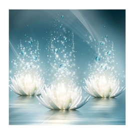 White Lotus' Flower Wall Decals Stickers Modern Floral Blossom Painting Wall Decals Vinyl Mural Decals Quotes for Classroom Laptop Home Decorations