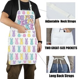 CENWA Oh For Peeps Sake Adjustable Apron With Pocket Happy Easter Gift Easter Peeps Squad Easter Kitchen Decor (for peeps sake)