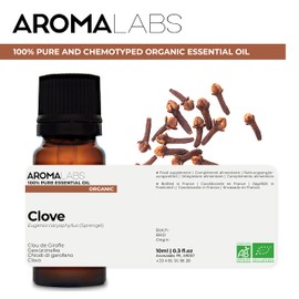 BIO - Clove Essential Oil - 10mL - 100% Pure, Natural, Chemotyped and AB Certified - Aroma Labs (French Brand)