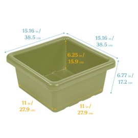 ECR4Kids Square Bin with Lid, Storage Containers, Fern Green, 4-Pack