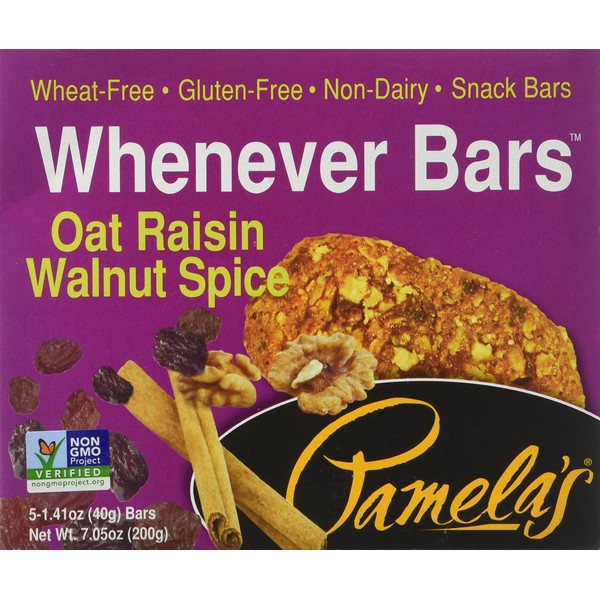 Pamela's Whenever Bars, Oat Raisin Walnut Spice, 5 ct