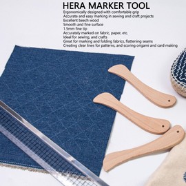 Hera Marker Tool, 2Pcs Fabric Markers for Sewing Quilting, Japanese Wooden Quilting Beech Wood Bone for Traditional Sewing Patterning, Quilting Supplies