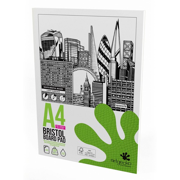 Artgecko Pro White Bristol Board Pad A4 Portrait - 20