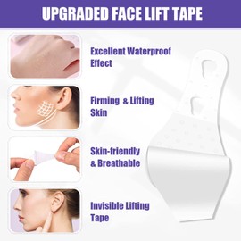 Bluemega Estiramiento Facial Cinta Lifting Facial, 40 Pzs Tiras Lifting Facial, Parches Lifting Cara V Barbilla para Estirar la Piel, Pegatinas para Esconder Arrugas Faciales y Lifting Piel Flácida