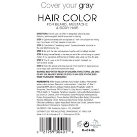 Betty Cover Your Gray Mens Hair Color for Beard, Mustache & Body Hair - Black