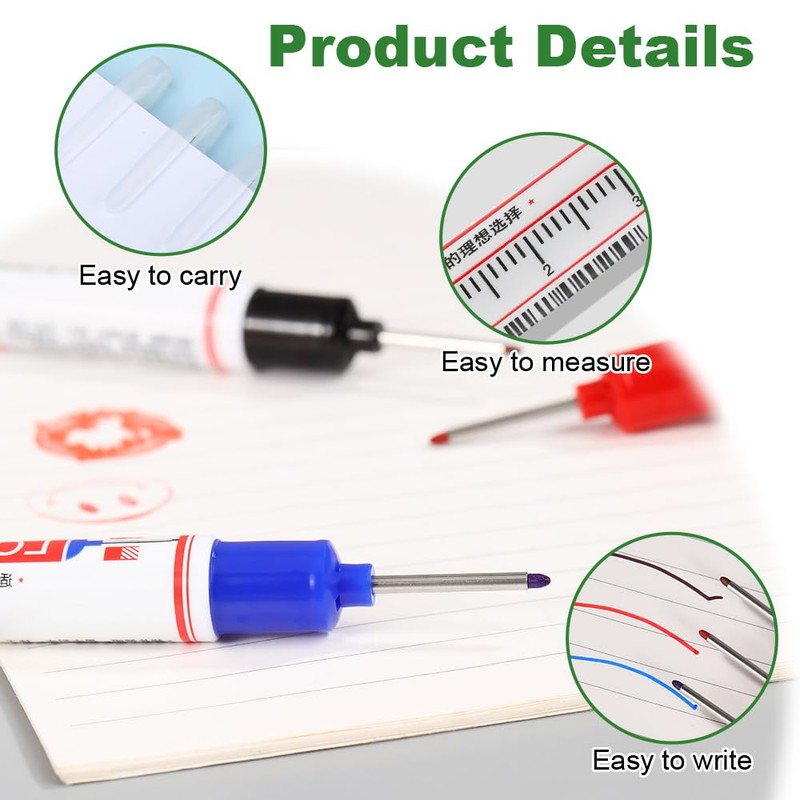 Pack of 16 Marking Pens for Deep Holes, 20 mm