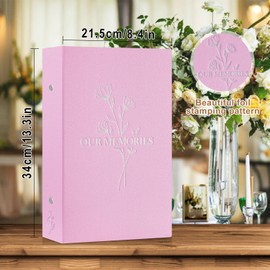 Lanpn Photo Album 6x4 Slip in, OUR MEMORIES Linen 300 Pockets Photo Albums Holds Landscape Only 10x15cm Picture Pink