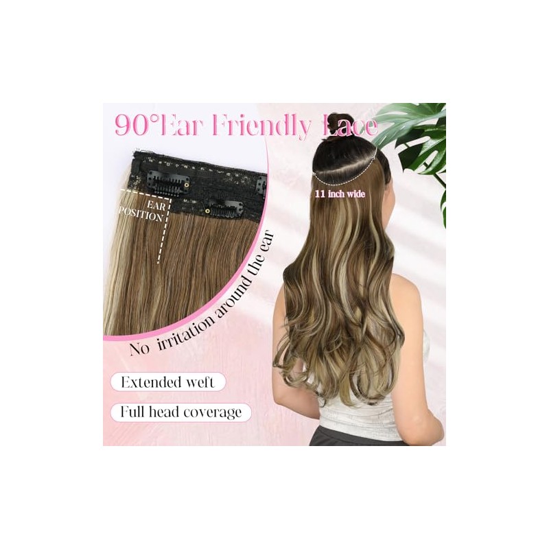 Extensiones De Cabello Con Alambre Invisible, Largas Y Onduladas En