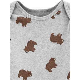 Simple Joys by Carter's Unisex Babies' Cotton Sleeper Gown, Pack of 3, Bear/Stripe/Dinosaur, Newborn