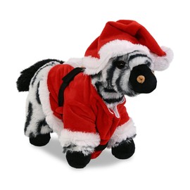 DolliBu Santa Zebra Stuffed Animal Plush Toy - Super Soft Wild Animal Dress Up with Red Santa Claus Outfit, Cute Wildlife Gift, Holiday with Name Personalization - 9 Inches