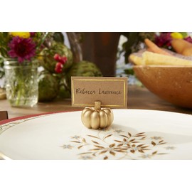 Kate Aspen Gold Pumpkin Place Card Holder, Perfect Wedding Favor, Thanksgiving Decor, Bachelorette Favor or Bridal Shower Favor - 6 Sets of 6, 36 Pieces