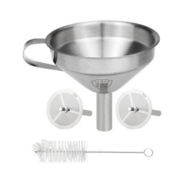 Resin Funnel, Resin Filter Funnel with Strainer 3D Printer Stainless Steel Resin Funnel for Filtering and Recycling UV SLA/DLP/LCD Photosensitive Resin, with Cleaning Brush