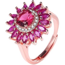 Rose Gold Rings for Women, Thumb Stacking Ring Jewelry CZ Ringfor Her Joint Finger Non Tarnish Adjustable Wedding Eternity Band for Party Festival (Rose Gold, One size)