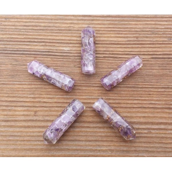 AMETHYST ORGONE SINGLE TERMINATED GEMSTONE CRYSTAL PENCIL POINT (ONE)