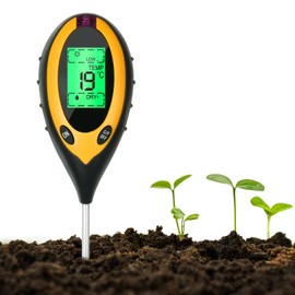 flintronic 4 in 1 Soil Tester, Ground Moisture/PH/Light/TemperatureTester, Garden Agriculture Moisture Tester, Compact & Lightweight, Suitable For Indoor And Outdoor Vegetable Bed Gardens, Etc