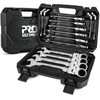 Prostormer 14-Piece Metric Flex-Head Ratcheting Wrench Set, 6-19mm Combination Wrench