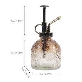 Glass Plant Mister Water Spray Bottle Small Watering Can for Indoor Plants Vintage Style Houseplant Gardening Tools for Succulent Flower (Brownish White)