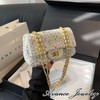 AVANCE Women's Tweed Chain Shoulder Bag, Crossbody Bag, White, Green,