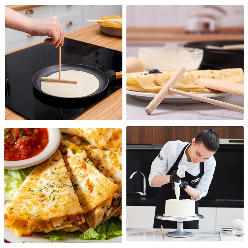 まちの波 クレープヘラ 5個入り クレープ用 T字型 丸型 多様な 手作りクレープ用パンケーキ 竹製クレープベラ パンケーキ用