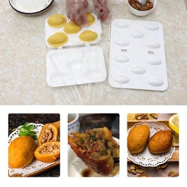 KZPA Meatball Maker Mold Kibbeh Maker Mold Arancini Maker Mold Plastic 3 Steps Press Mold for Making Kubba Kofte(White)