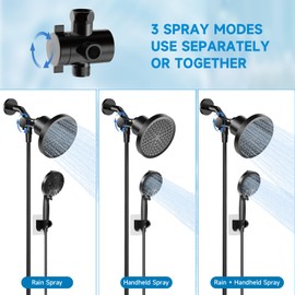 Shower Heads With Handheld Spray Combo,6" High Pressure Rain Shower Head with Filters,5" Handheld Filtered Shower Head,Black Dual Shower Head Set With 69" Stainless Steel Shower Hose