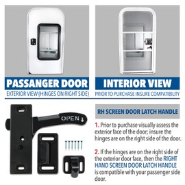 Leisure Coachworks RV- Screen Door Latch Right Hand Handle Kit - Camper Motorhome Travel Trailer