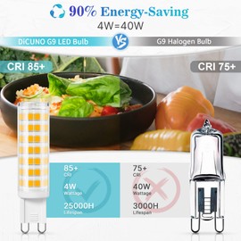 DiCUNO G9 LED Bulb Dimmable, 4W (40W Halogen Equivalent), 430LM, Warm White 3000K 120V Bi Pin Ceramic Base Light Bulbs for Chandelier, Home Lighting (6-Pack)