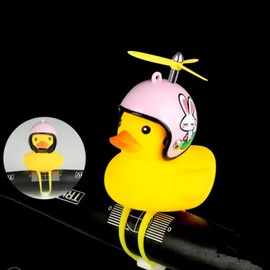 Duck Bike Bell, Kids Bike Horn Cute Bicycle, Lights Bell Squeeze Horns for Toddler Children Adults Cycling Motorcycle Yellow Duck Light Rubber Duck Helmet Toys
