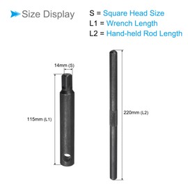 CoCud Lathe Chuck Wrench, 14mm Square Head L115x 220mm, with Hand-Held Rod Easy to Use Square Head Key Spanner Tool -(Applications: for CNC Router Engraving Milling Machine)