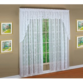 Today's Curtain Hopewell Premium Lace Panel 63", White, 58W x 63L