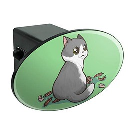 GRAPHICS & MORE Kawaii Cute Cat with Bird Feathers Oval Tow Trailer Hitch Cover Plug Insert