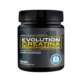 EVOLUTION, Monohidrato de Creatina, Suplemento Alimenticio, Creatina Monohidratada, Sugar Free, Pre Workout, Sin Sabor, 50 Porciones, 250g            