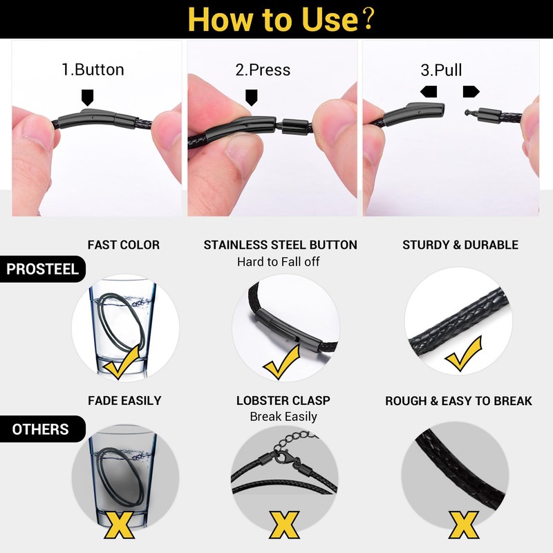 Mens String Rope Necklace Black Jewelry Plain Leather Necklace Cord