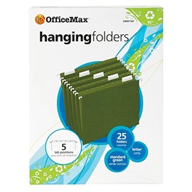 Office Depot - Hanging Folder - Hanging Folders, 1/5 Cut, Letter Size, 100% Recycled, 16.1 x 10 x - 13" x 9.625" x 2.4" - green