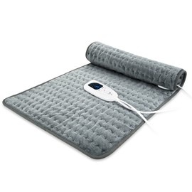 Termoforo Elettrico, Termoforo per schiena, collo, spalle e addome con spegnimento automatico, flanella morbida grigio scuro, 85 x 43 cm