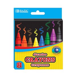 BAZIC Crayons Jumbo 8 Color, Assorted Color Coloring Crayon Set, Non Toxic Drawing Crayons for School Art, Gift for Kids Artist (8/Pack), 1-Pack
