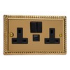 Varilight 2-Gang 13A Single Pole Switched Socket with 1x USB