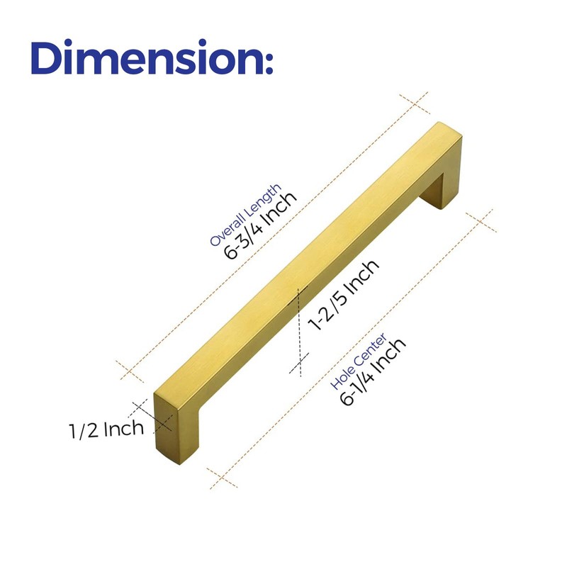 Ravinte 30 Pack 6-1/4 Inch Kitchen Square Cabinet Handles Brushed