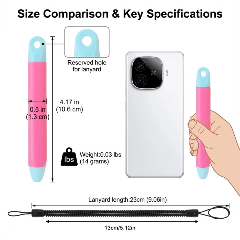 Qianyu 3 Pack Kid-Friendly Stylus Pen with Tether Anti-Rolling Tablet